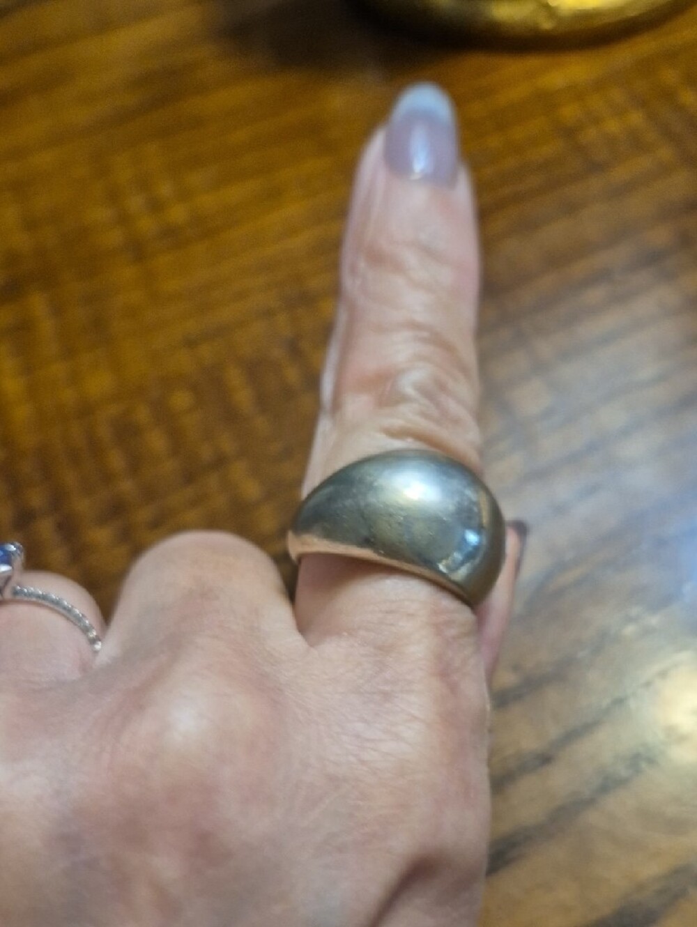 Silver Dome Ring Sz 8 - Picture 5 of 6